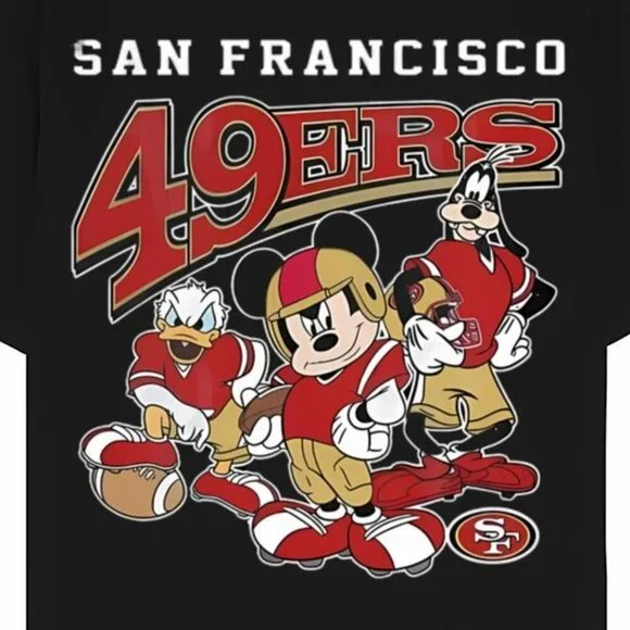 Mickey Mouse Friends San Francisco 49ers Football Graphic T-Shirt NFL Fan Gift - Picture 2 of 5